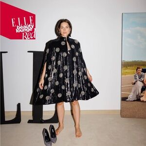 H&M  innovation Circular design 2021 award-Sequin Black and White Polka Dot Cape